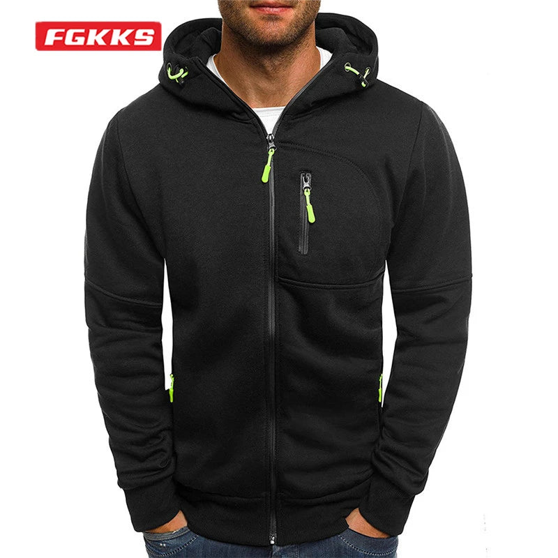 FGKKS Men's Hooded Jackets Coats Zipper Fashion Brand Hoodies Mens Outerwear Casual Hoodies Sweatshirts Male