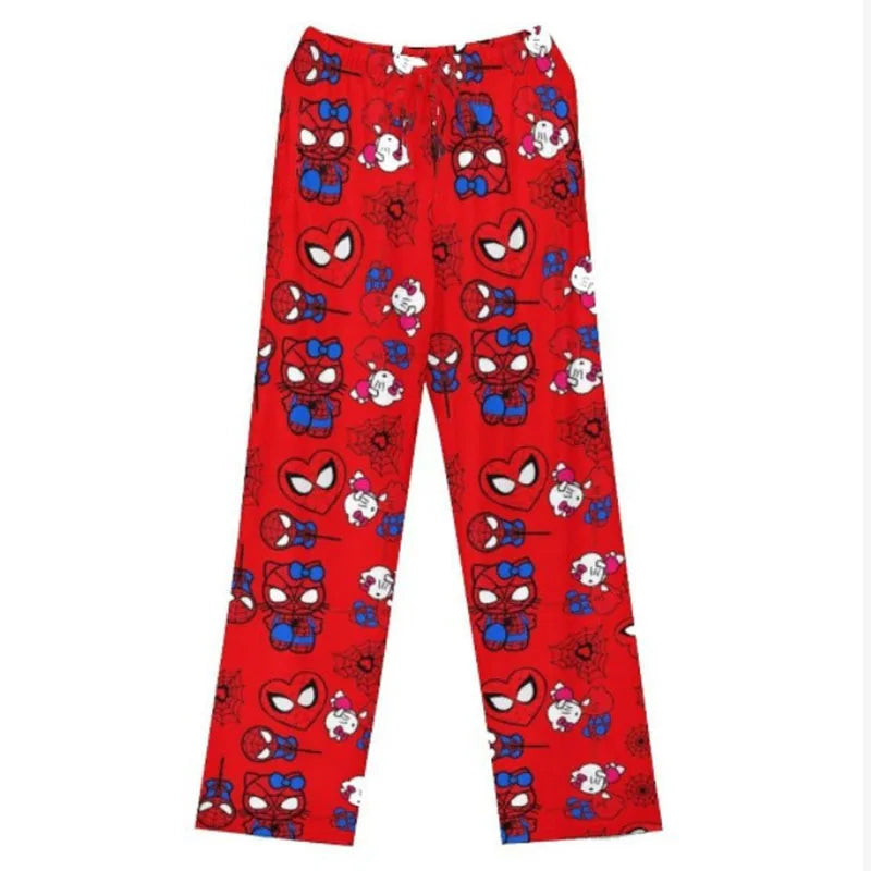 Sanrio My Melody Kawaii Hello Kitty Flannel Pajamas Pink Women's Warm Wool Cartoon Casual Home Pants Autumn/Winter Fashion Pants