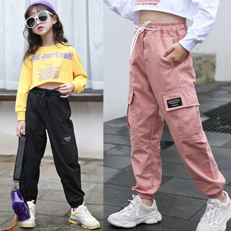 Spring Autumn Teenage Girls Pants New Fashion Boys Cargo Trousers Casual Kids Sports Pants 4 6 8 10 12 Years Children's Clothing