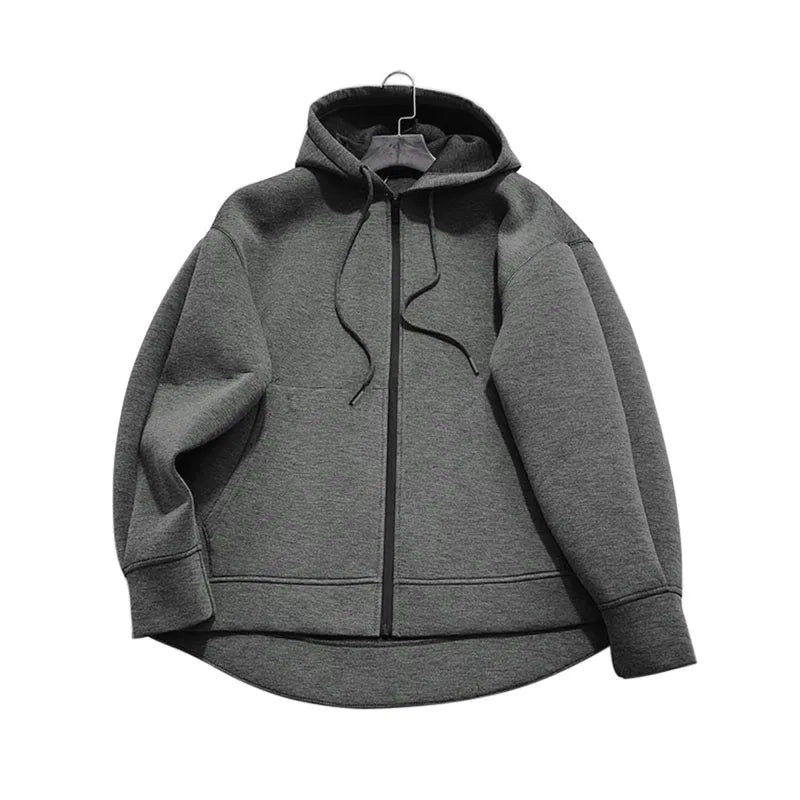 Winter New Women's Zipper Hoodie High Street Unisex style Double Pockets Oversize Loose Sweatshirts Outerwear Top