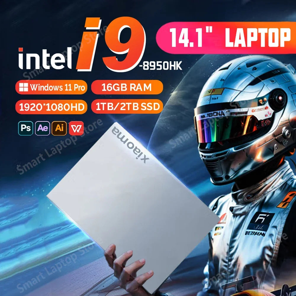 2025 Gaming Laptop Computer Windows 11 Pro 14.1" Intel CORE i9 8950HK 16GB 1/2TB 1920*1080 Resolution Office Gaming PC notebook