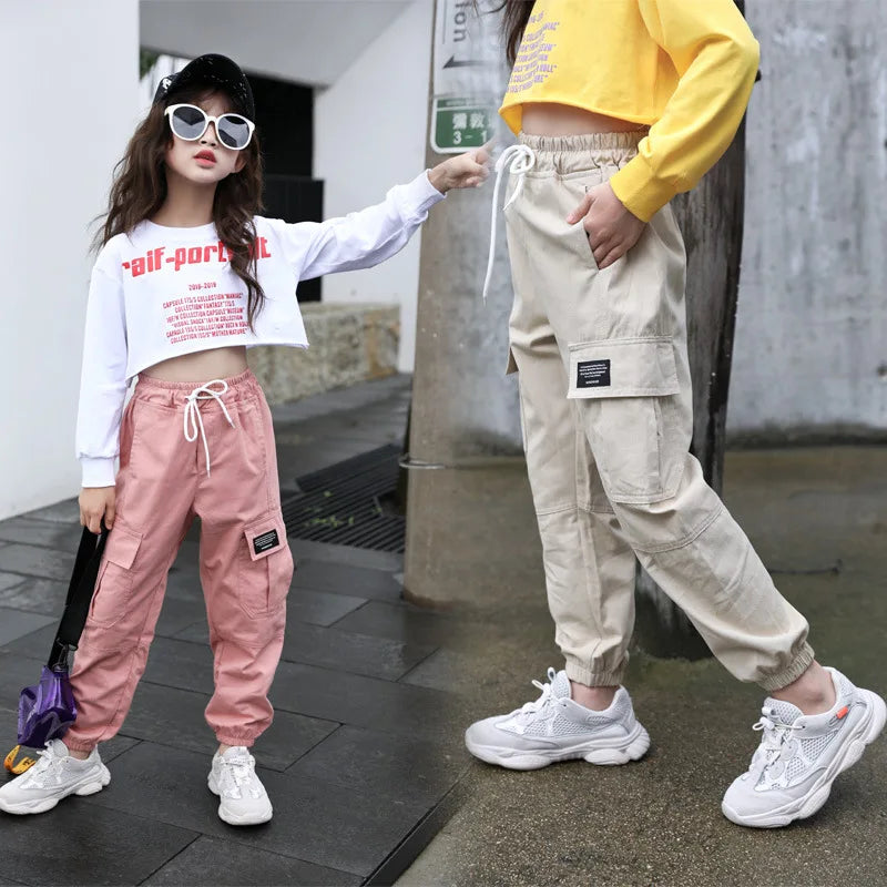 Spring Autumn Teenage Girls Pants New Fashion Boys Cargo Trousers Casual Kids Sports Pants 4 6 8 10 12 Years Children's Clothing