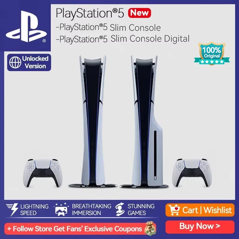 Sony PS5 Slim Console CD/Digital PlayStation 5 Video Game Console PS5 PC Games Ultra High Speed PlayStation5 Original