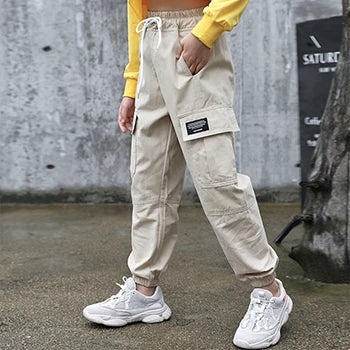 Spring Autumn Teenage Girls Pants New Fashion Boys Cargo Trousers Casual Kids Sports Pants 4 6 8 10 12 Years Children's Clothing